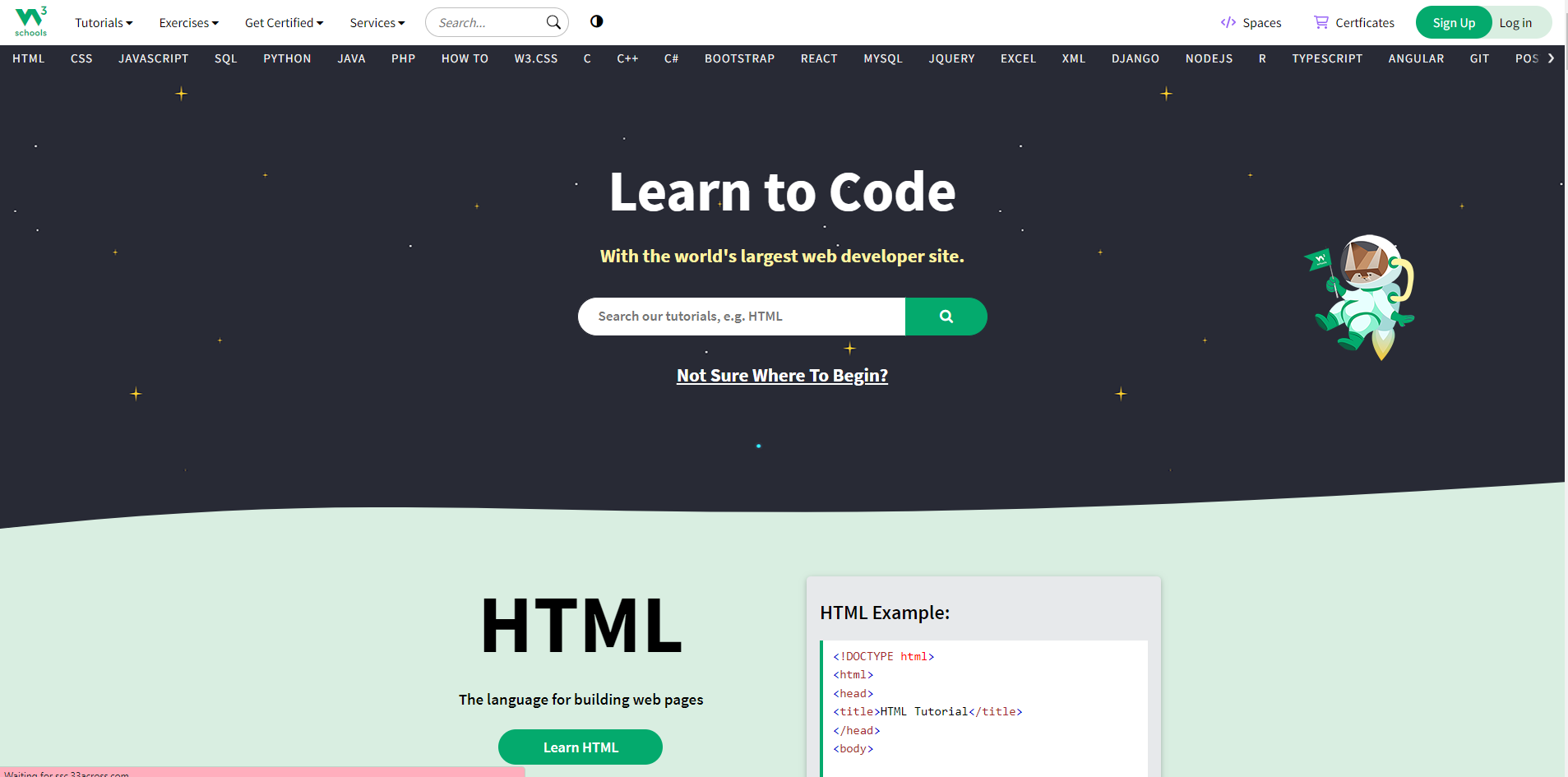 A picture of w3schools official website