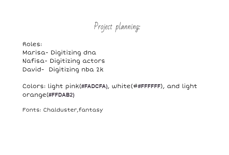 A screenshot of our project planning